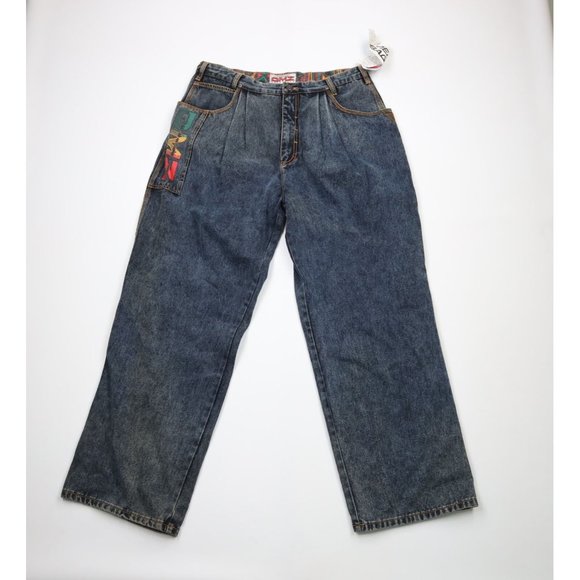 NOS Vtg 90s Streetwear Mens 38x32 Pleated Mega Baggy Big Pocket